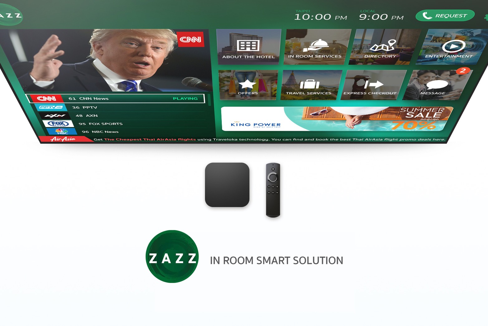 Zazz Hotel — in-room big-screen guest-service platform transformation